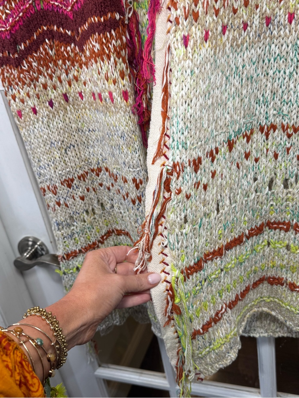 Free People Skies the Limit Cardigan/sweater/poncho Dessert Dream Fringe Boho - Picture 9 of 13